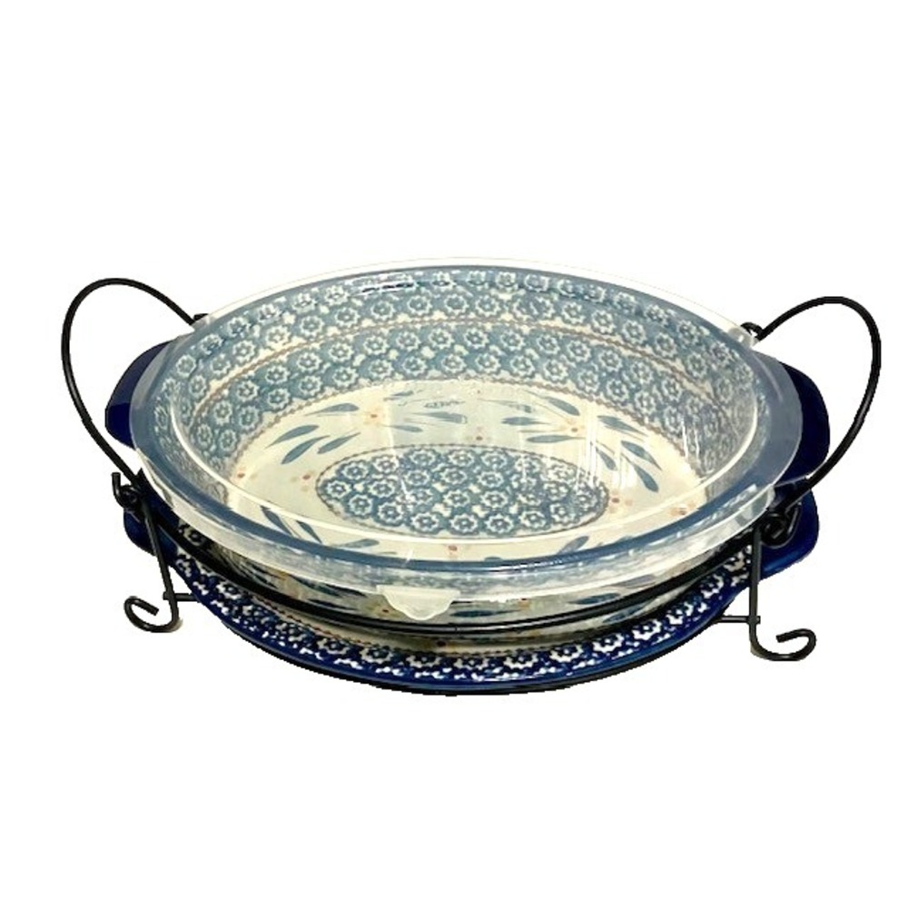 Temp-tations Presentable Ovenware By Tara Old World Blue 2.5 Qt Baking Casserole